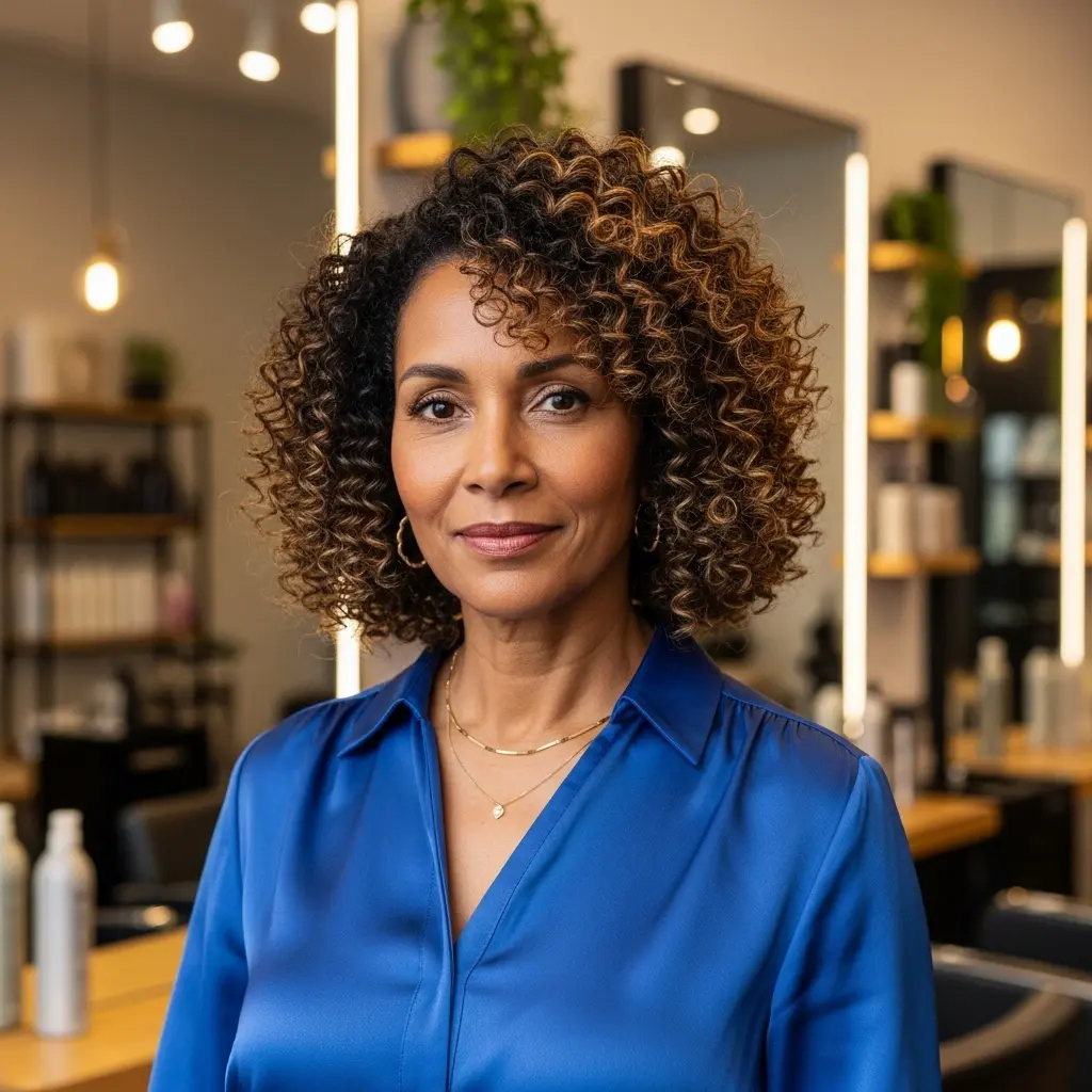 #4 Big Curls with Bangs for Older Black Ladies