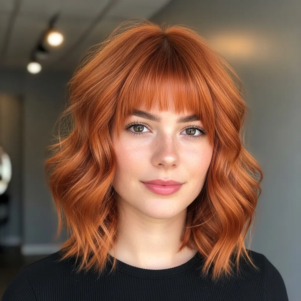 #5 Coppery Medium-Short Bob with Micro Bangs