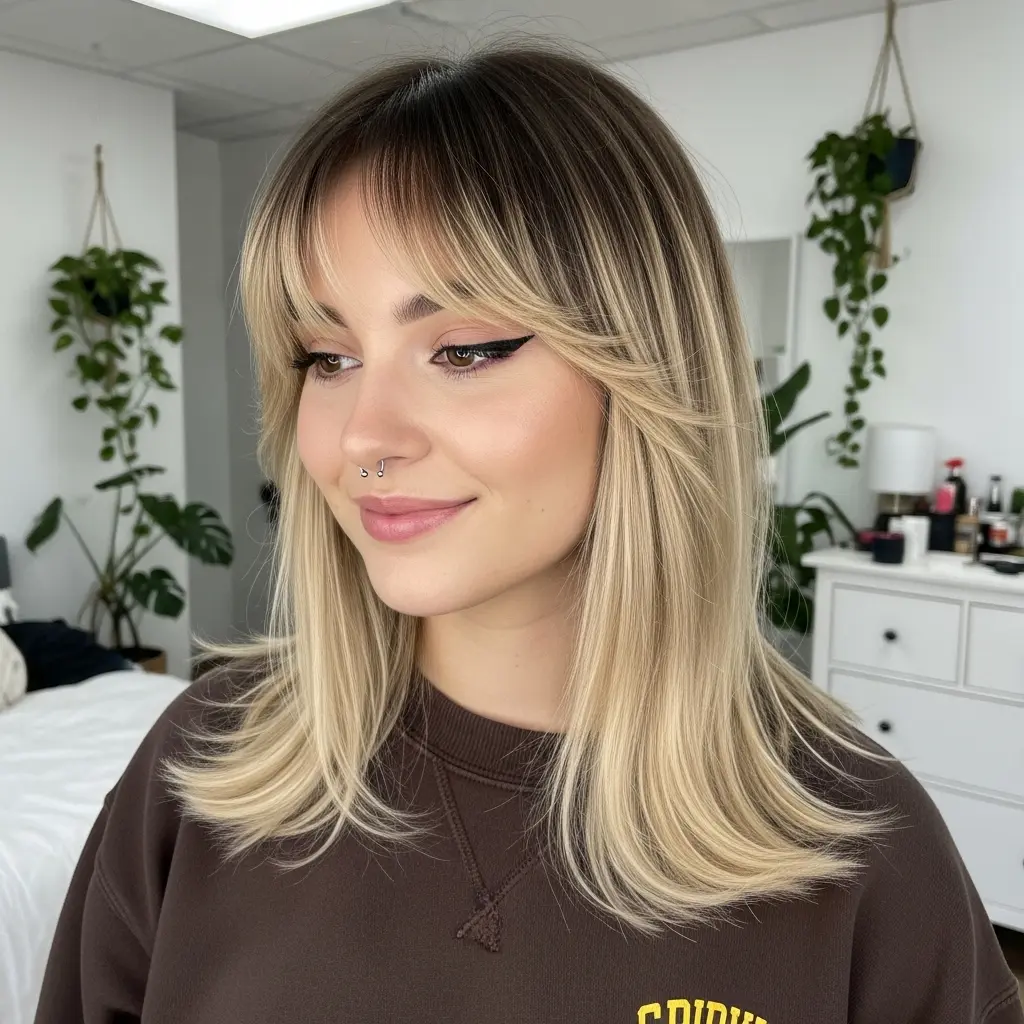 #5 Two-Toned Layered Cut with See-Through Bangs