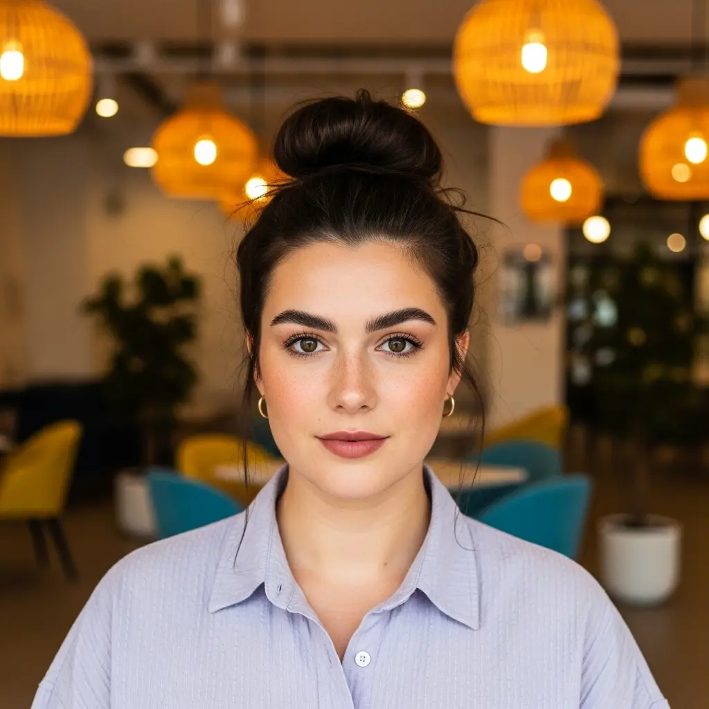 #7 Messy Top Knot for Quick and Cute Office Hair