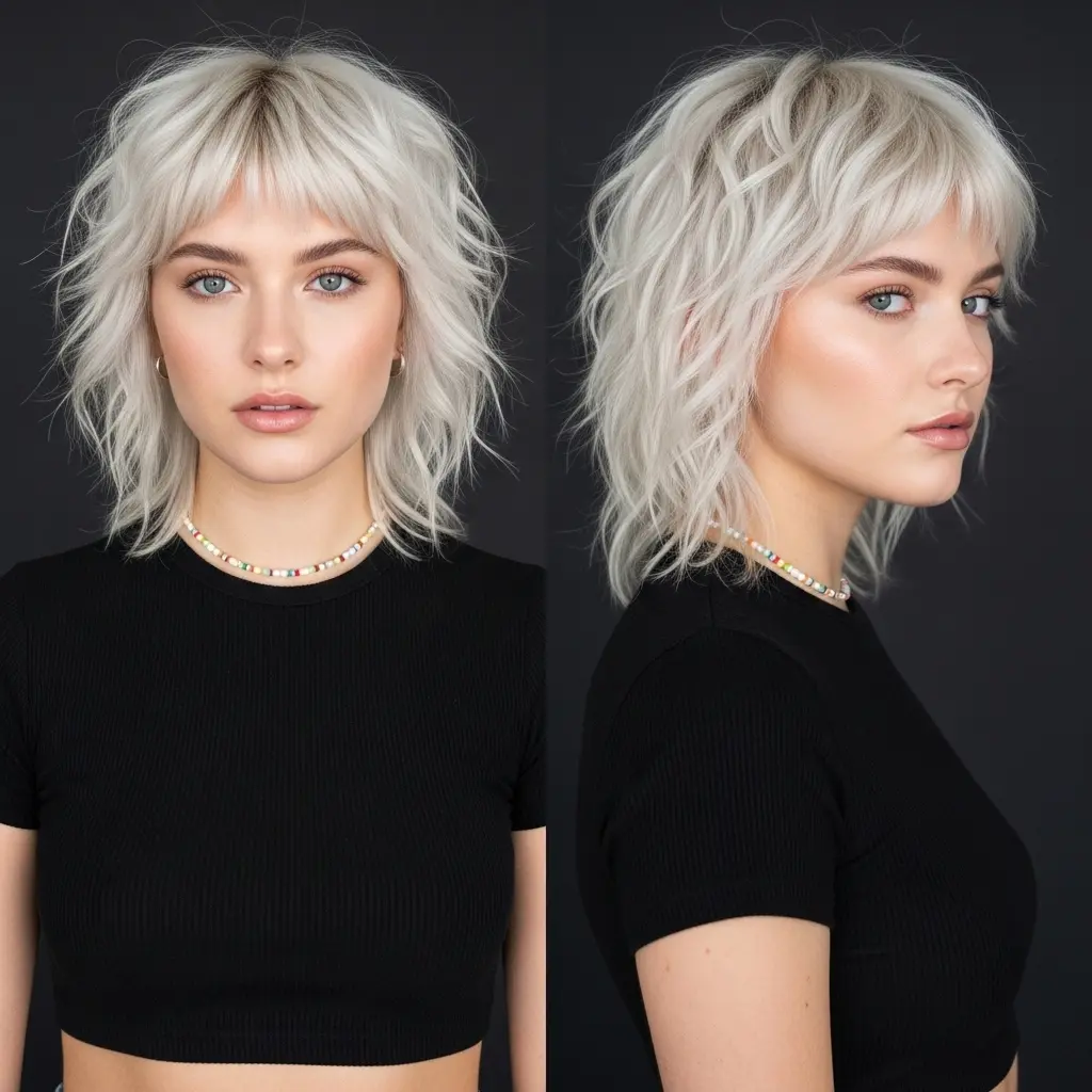 #8 Blonde Pixie Mullet with Fringe