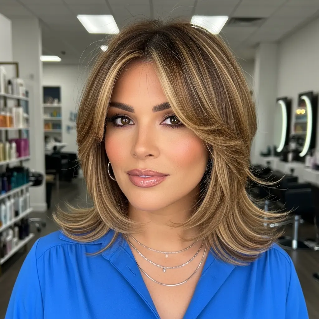 #8 Medium-Length Hair with Choppy Bangs for Women Over 40