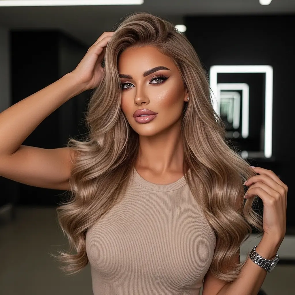 #1 Glossy Ash Blonde Hollywood Waves