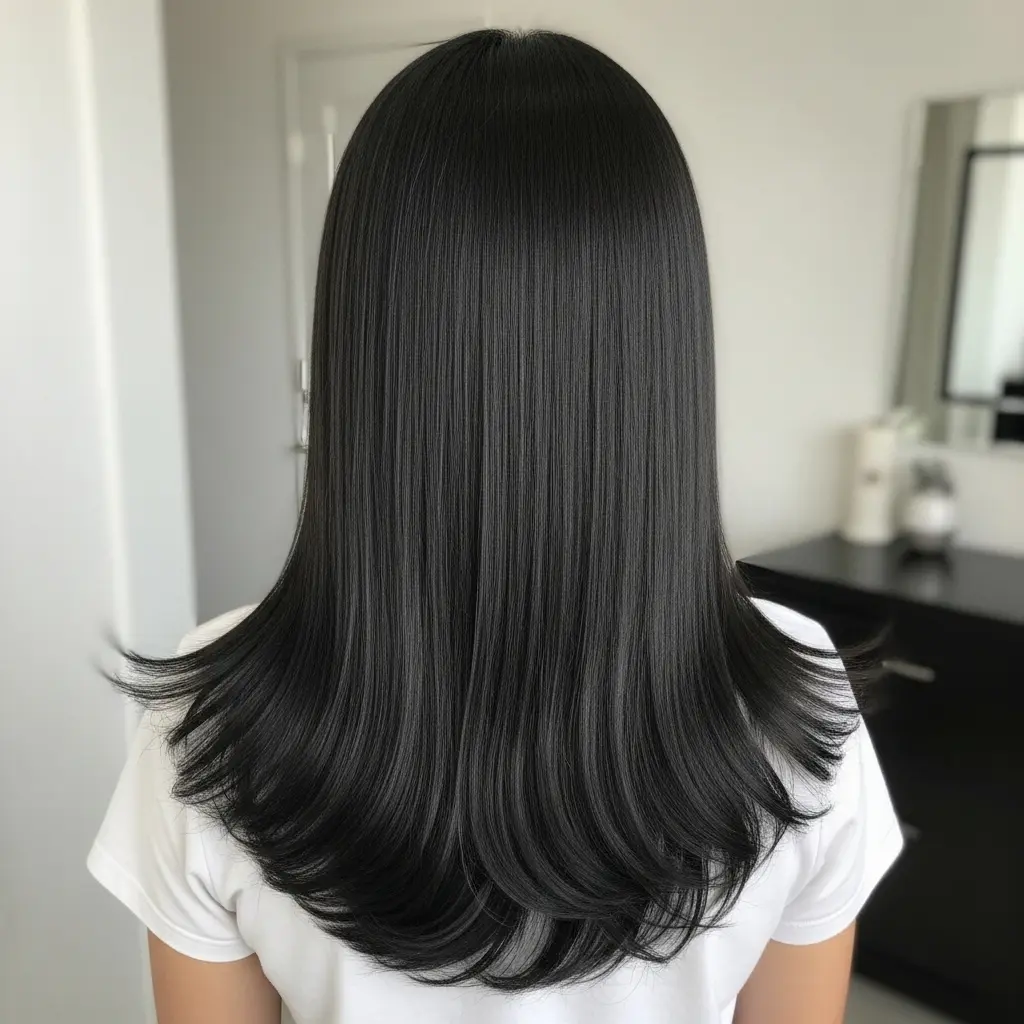 #11 Sleek Black Hair with Textured Ends