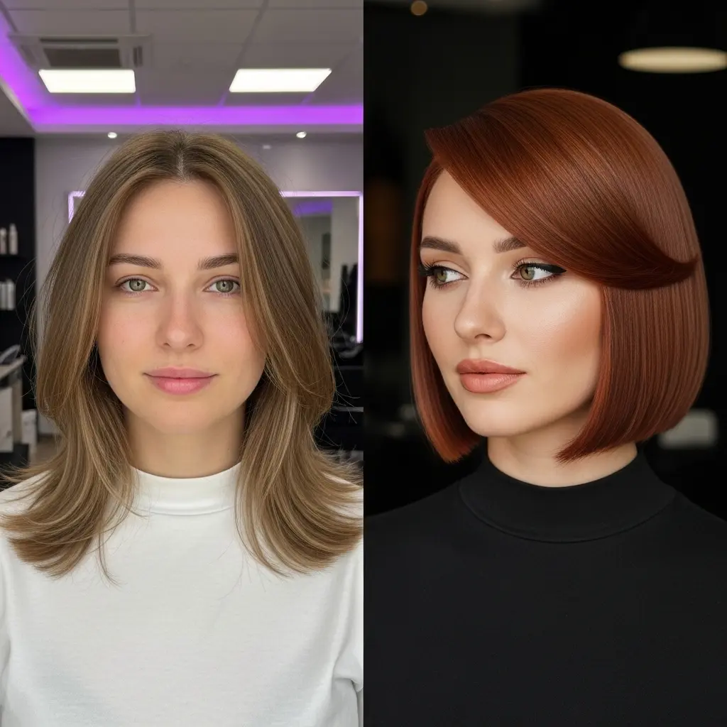 #13 Sweeping Fringe on a Neck-Length Bob Cut