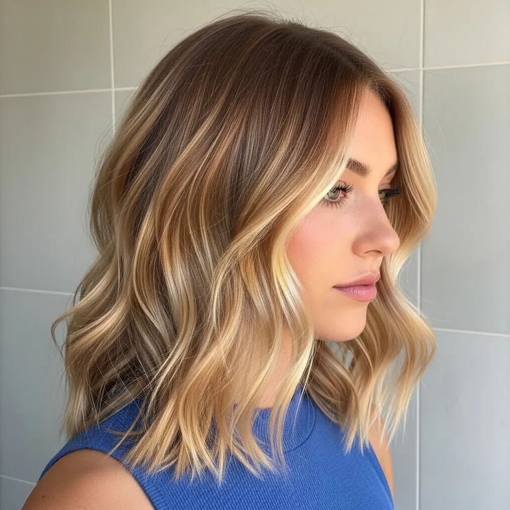 #18 Strawberry Bronde Lob with Money Piece