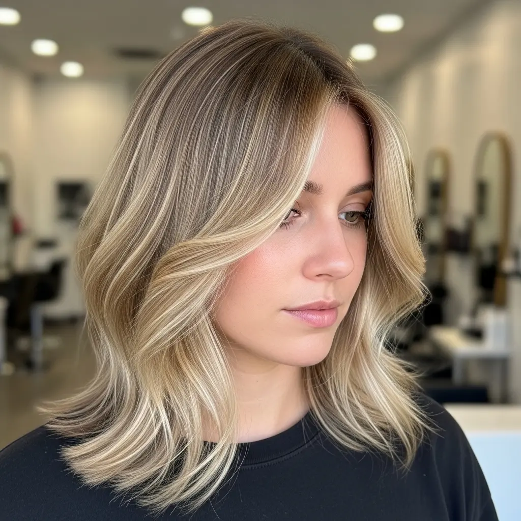 #19 Shoulder-Length Buttery Blonde Balayage Hair