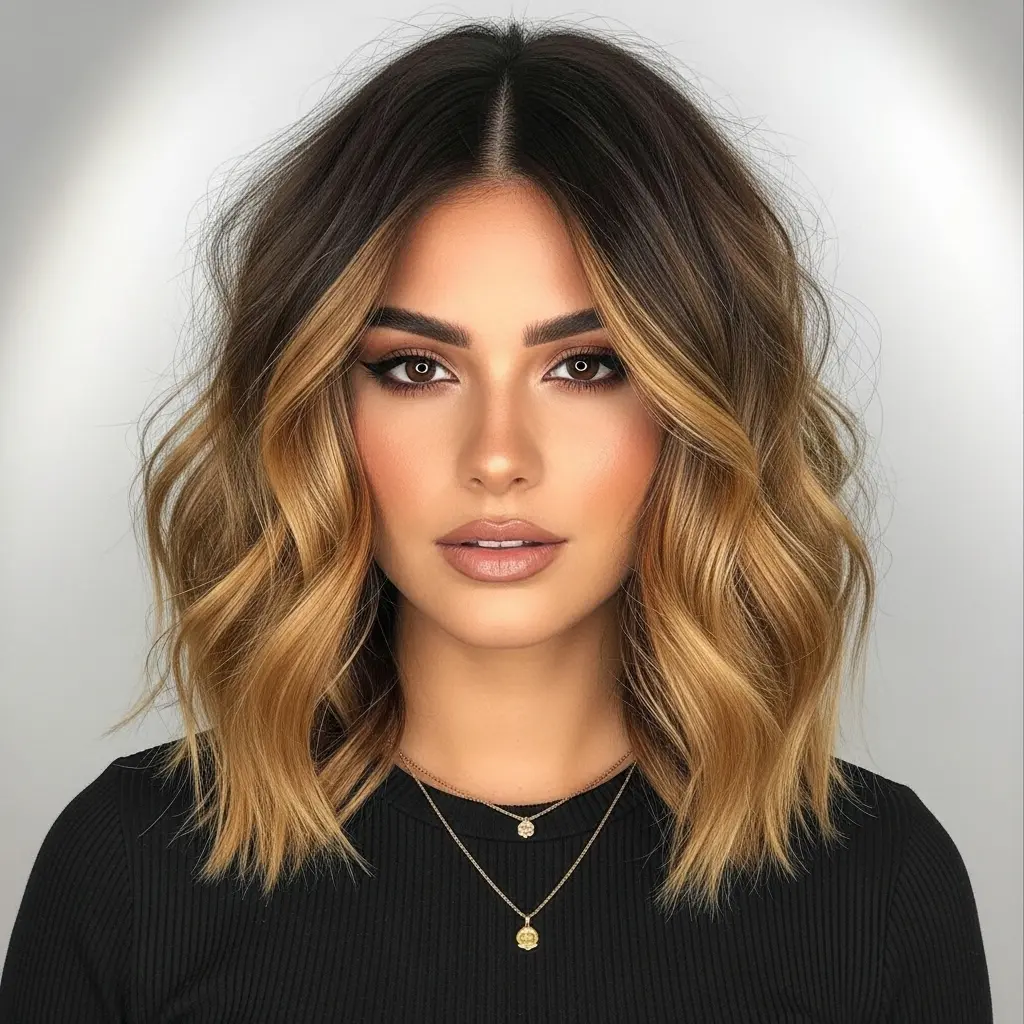 #20 Warm Caramel Hue and Middle Part Waves